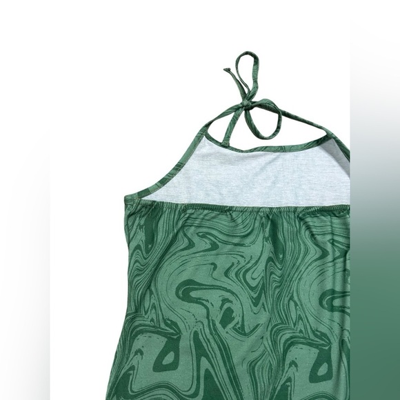 ♥️Pretty Little Thing Green Marble Halter Split Hem Bodycon Dress Women’s Sz 8 - Picture 7 of 12